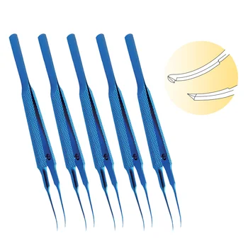 Oftalmologinės žnyplės su platformos lenktomis dantų žnyplėmis Oftalmologinis chirurginis įrankis Titano lydinys