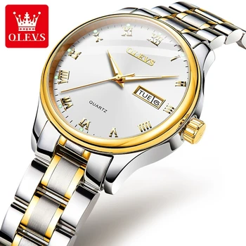 OLEVS 5568 Business Quartz Watch Alloy Watchband Round-dial Week Display Calendar Luminous