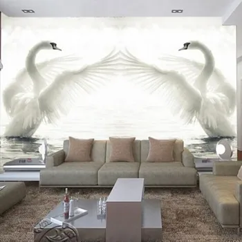 papel de parede nuotraukų freskos tapetai svetainei TV fonas Baltos gulbės vestuvių dekoravimas Lipni freska
