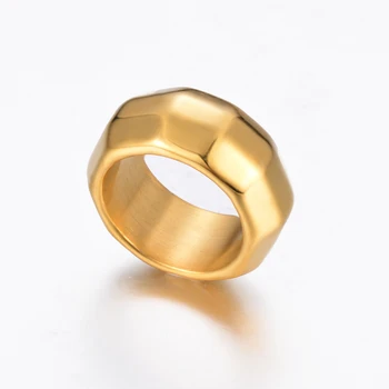 Paprasti aukso spalvos žiedai moterims Madingi netaisyklingi nerūdijančio plieno stambūs geometriniai papuošalai Šventinės dovanos Neperšlampamos