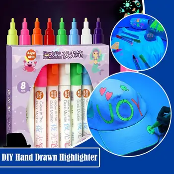 Pasidaryk pats graffiti šviečiantis rašiklis Personalizuota rankų tapyba, švytinti tamsiame žymeklio rašiklyje Spalvingas šviečiantis fluorescencinis rašiklis Dovana