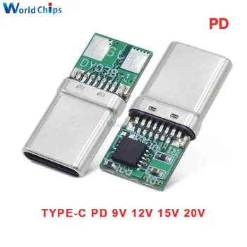 PD/QC Decoy plokštės greitas įkrovimas 9V 12V 15V 20V C tipo į DC vyriškas kištukas ecoy modulis DC Trigger USB kabelis QC4 įkrovimo jungtis
