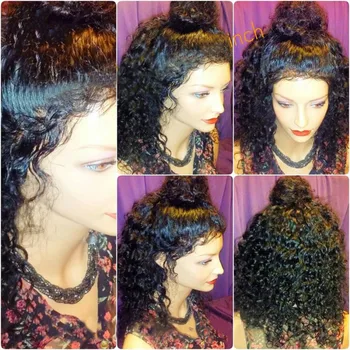 Perruque Synthétique Kinky Garbanotas sintetinis nėrinių priekinis perukas juodaodėms moterims Juodi 13x3 nėriniai priekiniai afrikietiški perukai su kūdikių plaukais