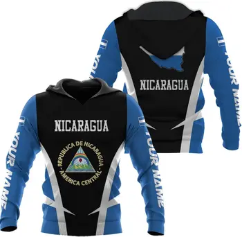 Personalizuotas Nikaragvos vėliavos ženklelis 3D spausdinti marškinėliai Vyriški moteriški laisvalaikio megztiniai Harajuku gatvės apranga Nikaragvos užtrauktukas