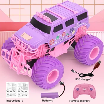 Pink 2.4G Rc Car Toy High Speed Electric Remote Control Drift Off-road Vehicle RC Racing Cars Žaislas mergaitėms Vaikams Kalėdinės dovanos