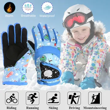 Pirštinė Snieglentė Vaikų slidinėjimo pirštinės Sniegas Šiltas vandeniui atsparus Sutirštinti Žiema Lauke Berniukai Mergaitės Vaikai Vėjo nepraleidžiančios pirštinės Guantes 2023