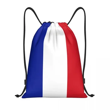 Prancūzijos vėliava Sutraukiamas krepšys Vyrai Moterys Nešiojama sporto sporto salė Sackpack Prancūziškos išdidžios treniruočių laikymo kuprinės