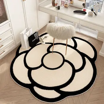 prancūziško kremo stiliaus kilimėliai miegamajam apvalus gėlių lovos kilimėlis minkštas neslystantis tualetinis stalas kilimėlis Didelio ploto kilimai svetainei