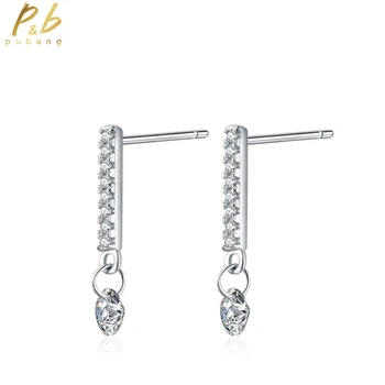 PuBang Fine Jewelry Solid 925 Sterling Silver High Carbon Diamond Simple Drop auskarai moterims Jubiliejinės dovanos Drop Shipping