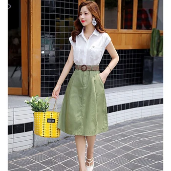 Pusės ilgio sijonas moterų vasaros madai Laisvalaikio aukštakulniai apvynioti klubų sijonai Korėjietiška versija Plonas prigludimas Vienspalvis sijonas