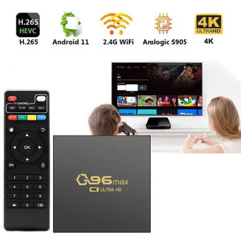 Q96 MAX išmaniojo televizoriaus dėžutė Android 11 Set Top Amlogic S905 Quad Core 2.4G WIFI 4K Media Player H . 265 namų kino teatrai