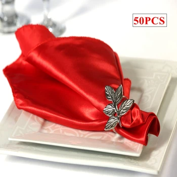 Raudona 48x48cm Satininė servetėlė Banketinė vestuvinė staltiesė Servetėlės renginių vakarėliui Vakarienės dekoravimas