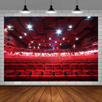 Raudonas kinas Vidinės sėdynės Fotografija Fonas Teatro prožektorius Fonas Reklamjuostė Plakatas Foto studijos rekvizitai