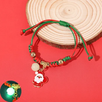 Reguliuojamos nailoninės virvės apyrankės Rankų darbo siūlų apyrankė Kalėdos Raudona žalia pinta Šviečianti Švytinti tamsoje Apyrankė
