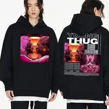 Reperis Young Thug Punk muzikos albumas Spausdinti gobtuvai Vyriški hiphopo gatvės stiliaus džemperiai su gobtuvu gatvės drabužiai oversized gobtuvai