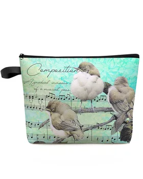 retro laipsniškas prabangios tekstūros paukštis didelės talpos kelioninis kosmetikos krepšys nešiojamas makiažo laikymo maišelis moterims vandeniui atsparus pieštukų dėklas