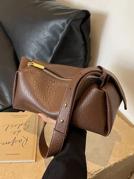 Retro Moterų krepšys per petį 2023 m. mados dizaineris PU odinis užtrauktukas didelės talpos kryžminis krepšys Moteriška rankinė Piniginė