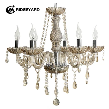 Ridgeyard krištolo žvakė Retro šviestuvas Svetainė Lubos Šviestuvas Pakabukas Prabangus 6-8 romantiškos lempos konjakas(Shampane) Namų dekoras