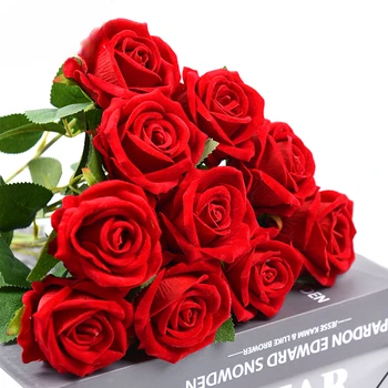 Rožių puokštės šilko gėlių vazos, džiovintų gėlių papuošalų, netikrų plastikinių gėlių dekoracijų modeliavimas.