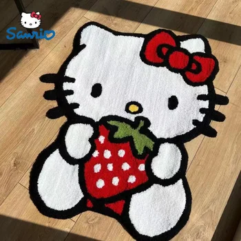 Sanrio Hello Kitty Plush Floor Mat Cartoon Kt Cat Kawaii Mielas animacinis filmas Neslidus Kašmyro kilimo imitacija Namų apyvokos daiktai Žaislų dovanos