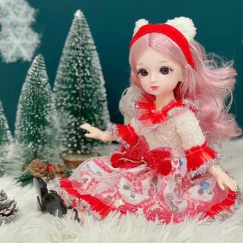 Sferinis sąnarys 30cm Bjd lėlės su drabužiais Kalėdos 1/6 Bjd lėlės Spalvingas plastikas Kalėdų anime Bjd lėlių mergaičių dovanos