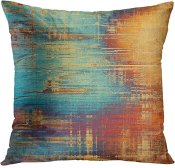 Short Plush Throw pagalvės užvalkalas Vintage Abstract Blue and Orange Dekoratyvinis pagalvės užvalkalas Home Decor pagalvėlės užvalkalas Kvadratinis 45x45 cm