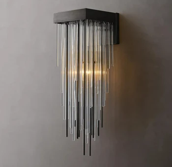 Sieninis šviestuvas Modernus retro LED K9 krištolo strypas metalinis puokštės sieninis šviestuvas miegamojo svetainė vonios koridoriaus lempa