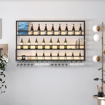 Sieninė kokteilių baro spintelė Unikalus ekranas Metalinis viskio gėrimas Vyno spintelės Butelis Patio Armario Para Vinos Namų baldai