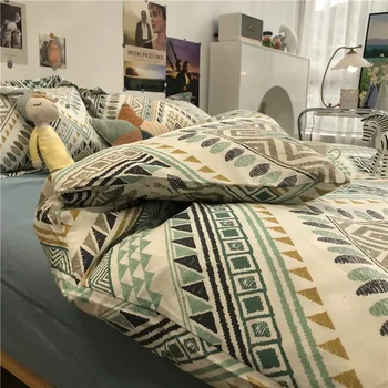 Simple Nordic Bed keturių dalių komplektas Visi medvilniniai grynos medvilnės antklodės užvalkalai Bohemijos stiliaus 1,5 m1,8 m buto paklodė