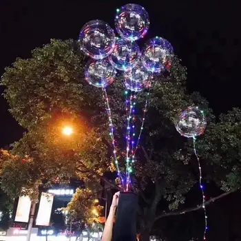 Skaidrus burbulų rutulys Švytinti šviesa LED Įsižiebia Bobo balionai Lazda Šviečiantis helis Glob LED Pripučiamas balionas Šviečiantis rutulys