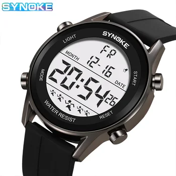 Skaitmeniniai laikrodžiai vyrams Vandeniui atsparus SYNOKE 9825A silikoninis dirželis Didelio ekrano laikrodžio atnaujinimas Dideli laikrodžiai Man Relogios Masculino