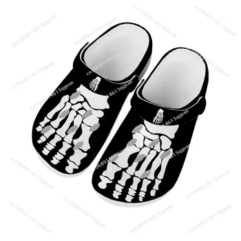 Skeleto pėdų atspaudai Namų klumpės Individualūs vandens batai Vyrai Moterys Paauglės Sandalai Sodas Klumpė Kvėpuojantis paplūdimio skylė Šlepetės Baltos