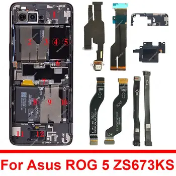 skirta Asus Rog 5 ZS673KS I005DA Pagrindinė plokštė USB NFC plokštės jungtis Galinės kameros jungtis Pirštų atspaudų ventiliatoriaus maitinimo garsiakalbis Lankstus kabelis