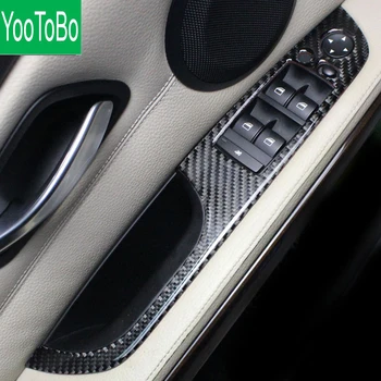 skirta BMW E90 anglies pluošto langų pakėlimo jungiklių mygtukams Dekoratyvinio rėmo dangtelio apdaila Vidaus liejimo lipdukas 3 serija 2005-2012
