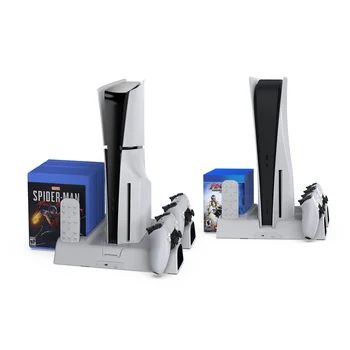 skirta PS5 plonam pagrindiniam daugiafunkciniam šilumos išsklaidymo pagrindui, skirtam P5 žaidimų valdiklio įkrovimui, įkrovimui ir diskų laikymo stovui