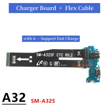 skirta Samsung Galaxy A32 4G A325 A325F USB įkrovimo doko prievado plokštės jungtis Pagrindinė pagrindinė plokštė Flex kabelis