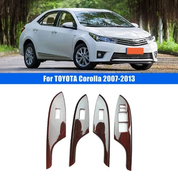 skirta TOYOTA Corolla 2007-2013 Kairės pusės pavara 4PC Wood ABS automobilio durų langų pakėlimo jungiklio mygtukai Dangtelio apdaila Automobilio stiliaus keitimas