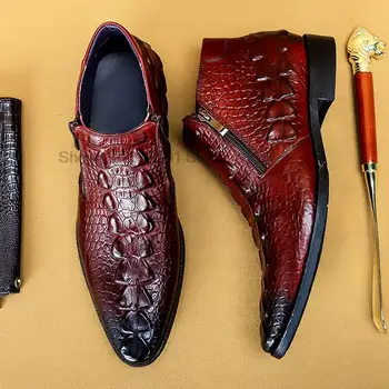 smailus galiukas Vyriški odiniai batai Calfskin Natūralios odos vyriški rudens Chelsea batai Patogūs užtrauktukai Elegantiški vyriški kulkšnies batai