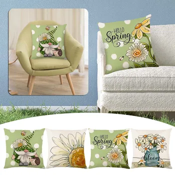 Sodybos pagalvių užvalkalai 18x18 Sveiki pavasario gėlių pilki ir balti pagalvėlių dėklai Milžiniškos mėtomos pagalvės Fuzzy Throw pagalvės sofai