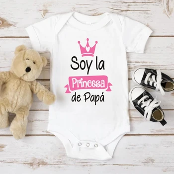 Soy La Princesa De Papa Naujagimio smėlinukas Valentino kūdikio trumpomis rankovėmis Romper Girls Kombinezonas Valentino vakarėlio apranga