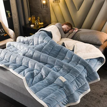 stora ėriuko imitacija vilnos antklodė žieminė dvipusė trijų sluoksnių dygsniuota antklodė Odai draugiška jauki šilta lovos užvalkalo antklodė