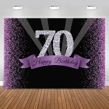 Su 70-uoju gimtadieniu Fotografija Fonas Blizgučiai Violetinė Juodi taškai Fonas Vyrai Moteris Vakarėlio dekoracijos Šviečianti deimantinė reklamjuostė