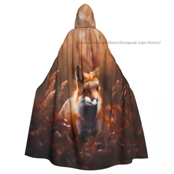 Suaugusiųjų Helovinas Raudonoji lapė rudens miško apsiauste Cape Hooded Viduramžių kostiumas Viso ilgio suknelė