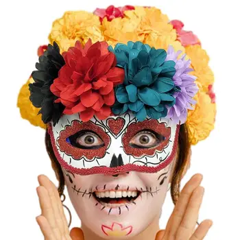 Sugar Skull Face Cover Sugar Skull Masquerade Masquerade Masque for Women Half Face Cover Fancy Dress Aksesuaras Helovino vakarėlio kostiumui