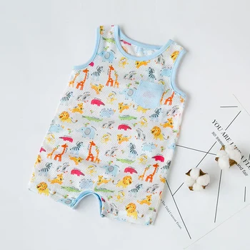 Summer Nowborn Baby Boy And Girl Cotton Jumpbinezono šortai su tinkleliu kvėpuojantiems ir patogiems drabužiams