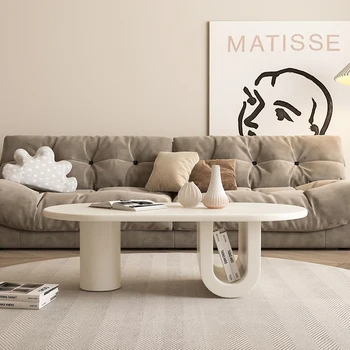 Svetainė Balti kavos staliukai Mielas modernus dizainas Estetinės grindys Kavos staliukų saugykla Minimalistinis staliukas Basse namų baldai