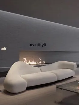 svetainė Specialios formos sofa Minimalistinė modernaus audinio aksomo debesis Minkštas krepšys Sofa Lenkta sofa