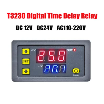 T3230 12V 24V 110-220V skaitmeninė laiko delsos relė LED ekranas Ciklo laikmačio valdymo jungiklis Reguliuojamas laiko relės laiko delsos jungiklis