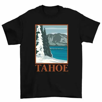 Tahoe ežero marškinėliai sniego slidinėjimo kelionės