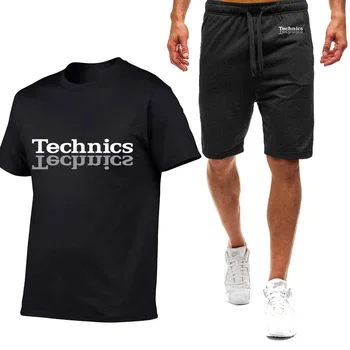 Technika 2024 Vyriška Dj1200 Patefono muzika Nauja vasaros karštas išpardavimas Dėvėti sportines trumpomis rankovėmis Dviejų dalių laisvalaikio marškinėliai + šortų kostiumas